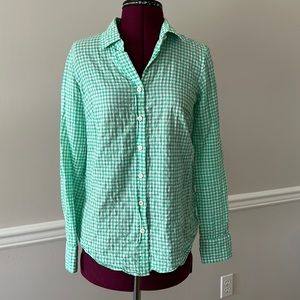 J. Crew Perfect Shirt Green Gingham Check Plaid Size 2
